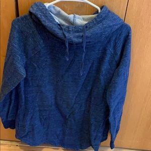 Athletic Blue Long-Sleeved Hoodie with Collar
